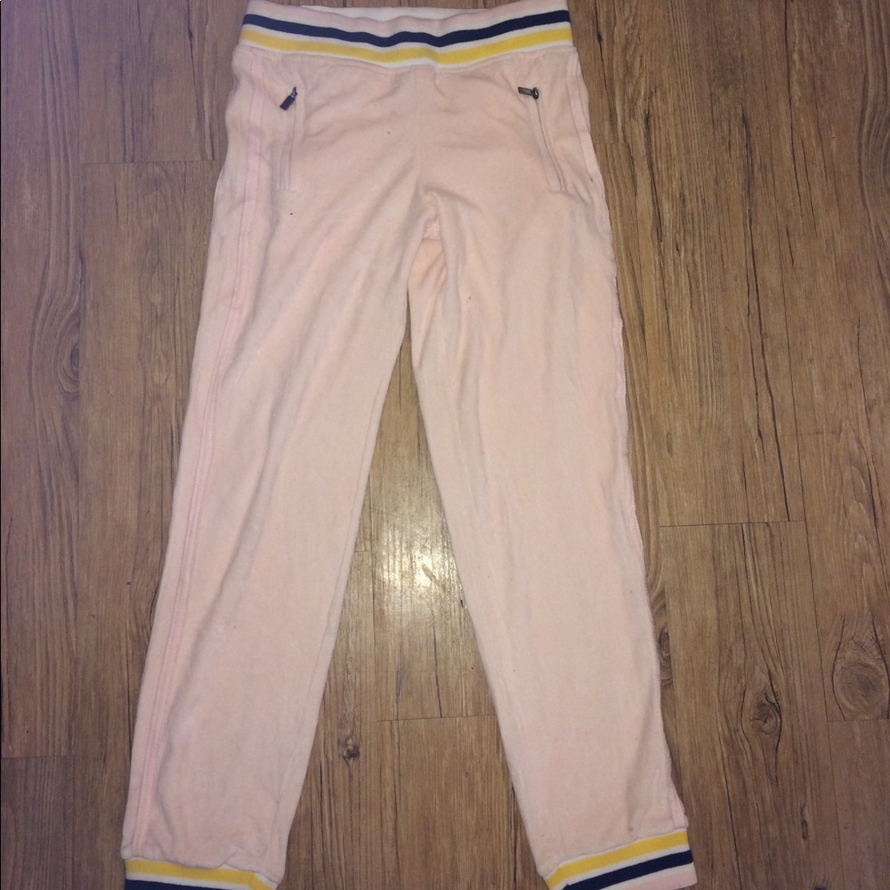 Pink velvet pants.